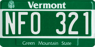 VT license plate NFO321