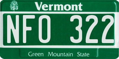 VT license plate NFO322