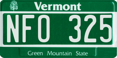 VT license plate NFO325