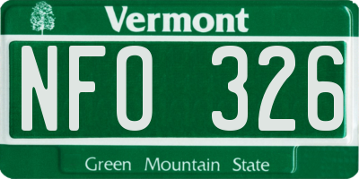 VT license plate NFO326