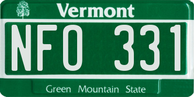 VT license plate NFO331