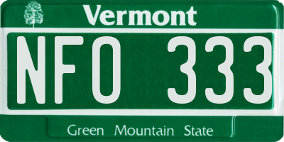 VT license plate NFO333