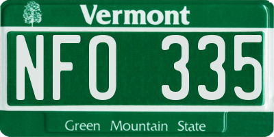 VT license plate NFO335