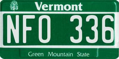 VT license plate NFO336