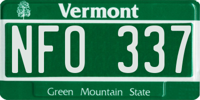 VT license plate NFO337