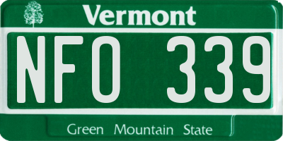 VT license plate NFO339