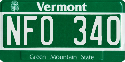 VT license plate NFO340