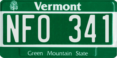 VT license plate NFO341