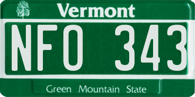 VT license plate NFO343