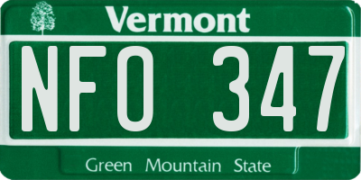 VT license plate NFO347
