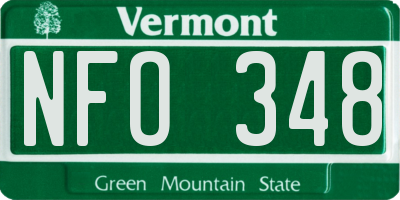 VT license plate NFO348