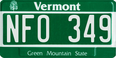 VT license plate NFO349