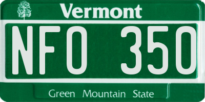 VT license plate NFO350