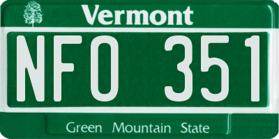VT license plate NFO351