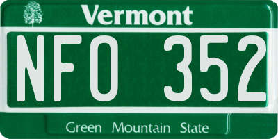 VT license plate NFO352