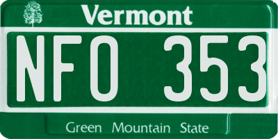 VT license plate NFO353