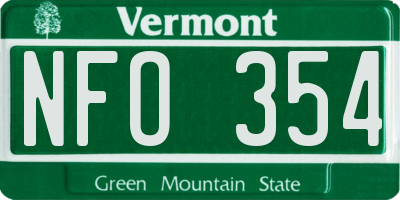 VT license plate NFO354