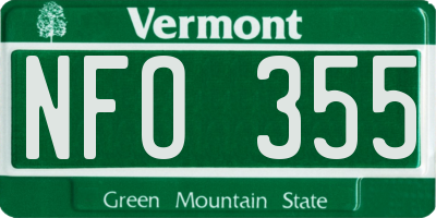 VT license plate NFO355