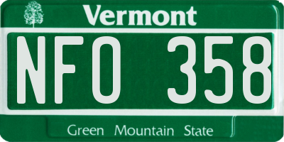 VT license plate NFO358