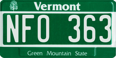 VT license plate NFO363