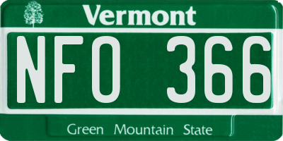 VT license plate NFO366