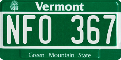 VT license plate NFO367