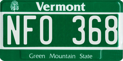 VT license plate NFO368