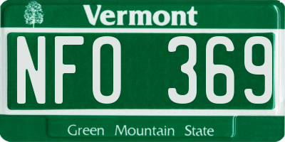 VT license plate NFO369