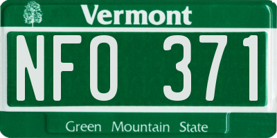 VT license plate NFO371