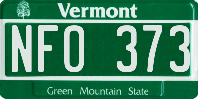 VT license plate NFO373