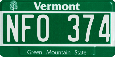 VT license plate NFO374