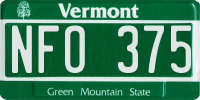 VT license plate NFO375