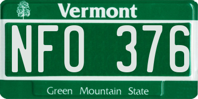 VT license plate NFO376