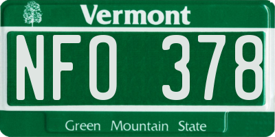 VT license plate NFO378