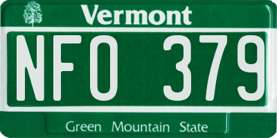 VT license plate NFO379