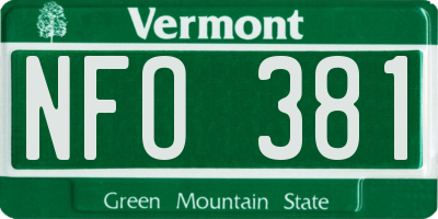 VT license plate NFO381