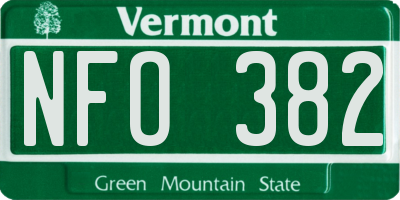 VT license plate NFO382