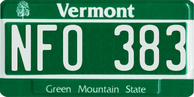 VT license plate NFO383