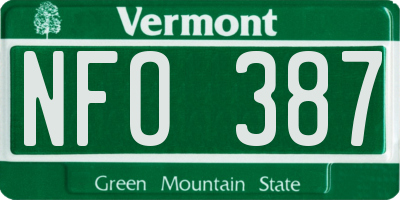 VT license plate NFO387