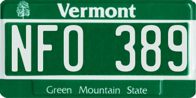 VT license plate NFO389