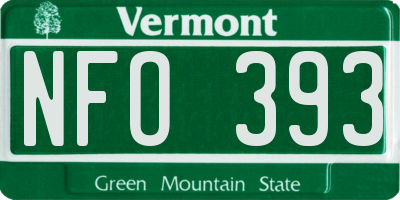 VT license plate NFO393