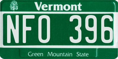 VT license plate NFO396