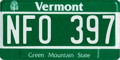 VT license plate NFO397