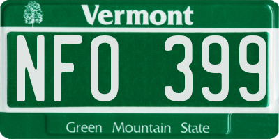 VT license plate NFO399