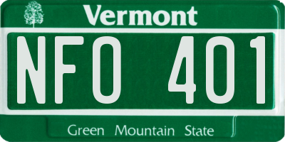 VT license plate NFO401