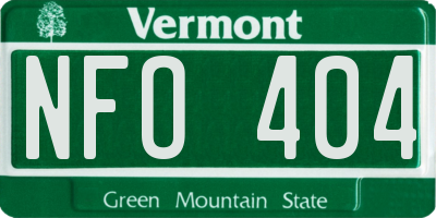VT license plate NFO404
