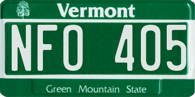 VT license plate NFO405
