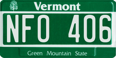 VT license plate NFO406