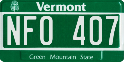VT license plate NFO407