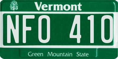 VT license plate NFO410